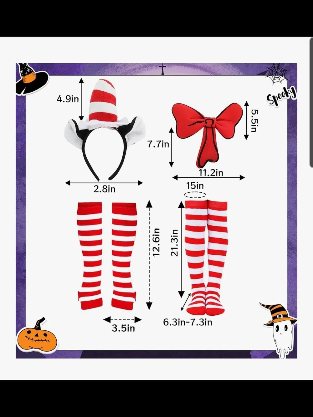 Girls Red & Black Striped Cat Costume Set with Sparkle Tutu One Size Fits Most